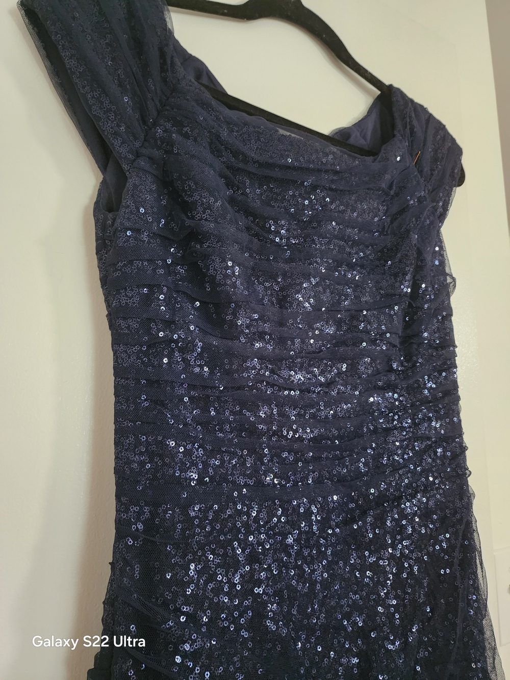 Ralph Lauren Navy One-Shoulder Sequin Dress